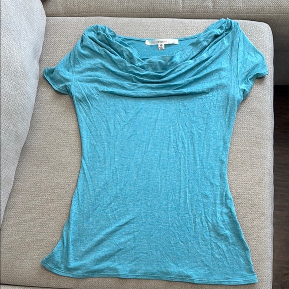 Studio M Tops - Studio M Blue Ruched Short Sleeve Blouse